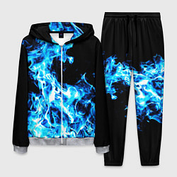 Костюм мужской Красивый неоновый синий огонь, цвет: 3D-меланж