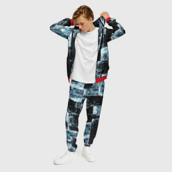 Костюм мужской Голубой, чёрный и белый абстракт, цвет: 3D-красный — фото 2