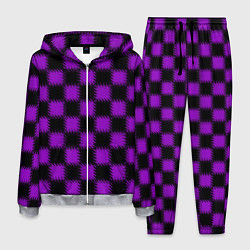 Костюм мужской Фиолетовый черный узор Шахматка, цвет: 3D-меланж