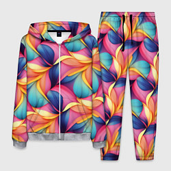 Костюм мужской Абстрактные цветы в узоре, цвет: 3D-меланж