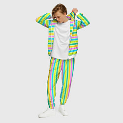 Костюм мужской Желто-зеленый полосатый узор, цвет: 3D-белый — фото 2