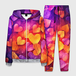 Костюм мужской Разноцветные сердечки, цвет: 3D-меланж
