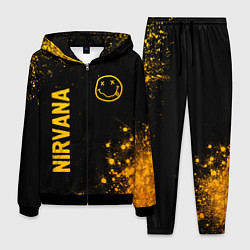 Костюм мужской Nirvana - gold gradient: надпись, символ, цвет: 3D-черный