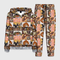 Костюм мужской Коллаж из рисунков с лисой, цвет: 3D-меланж