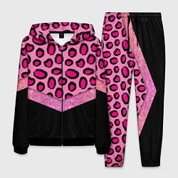 Костюм мужской Розовый леопард и блестки принт, цвет: 3D-черный