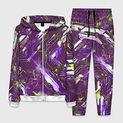 Костюм мужской Космические кибер схемы фиолетовые, цвет: 3D-белый