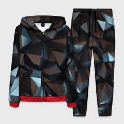 Костюм мужской Черная геометрическая абстракция - объемные грани, цвет: 3D-красный