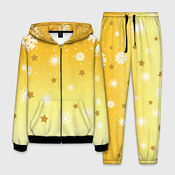 Костюм мужской Снежинки и звезды на желтом, цвет: 3D-черный