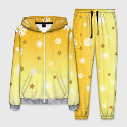 Костюм мужской Снежинки и звезды на желтом, цвет: 3D-меланж