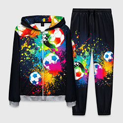 Костюм мужской Разноцветные футбольные мячи, цвет: 3D-меланж