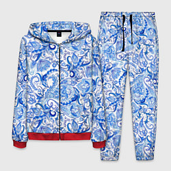Костюм мужской Гжельская роспись на белом фоне, цвет: 3D-красный