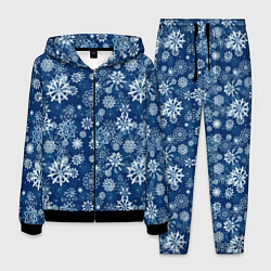 Костюм мужской Snowflakes on a blue background, цвет: 3D-черный