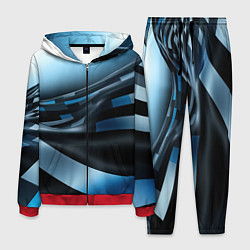 Костюм мужской Черно-синий абстрактный спортивный стиль, цвет: 3D-красный