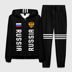 Костюм мужской Россия три полоски на черном фоне, цвет: 3D-черный