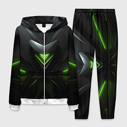 Костюм мужской Яркая зеленая абстрактная конструкция в стиле nvid, цвет: 3D-белый