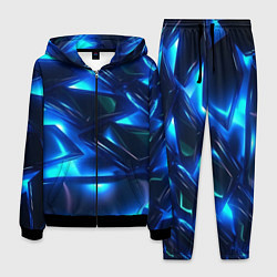 Костюм мужской Синие абстрактные неоновые плиты, цвет: 3D-черный