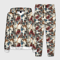 Костюм мужской Акварель -мотогонщики, цвет: 3D-белый