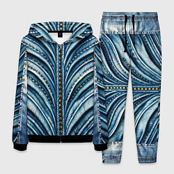 Костюм мужской Вышивка линий на джинсах, цвет: 3D-черный