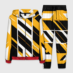 Костюм мужской Black and yellow stripes on a white background, цвет: 3D-красный