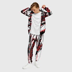 Костюм мужской Красно-чёрная агрессивная абстракция на белом фоне, цвет: 3D-черный — фото 2