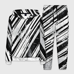 Костюм мужской Платиновые и черные полосы, цвет: 3D-белый