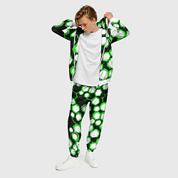 Костюм мужской Бело-зелёные шестиугольники на чёрном фоне, цвет: 3D-белый — фото 2