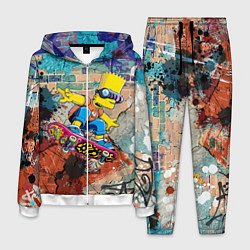 Костюм мужской Bart Simpson on a skateboard - graffiti, цвет: 3D-белый