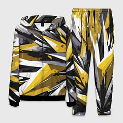 Костюм мужской Чёрно-жёлто-белая абстракция, цвет: 3D-черный