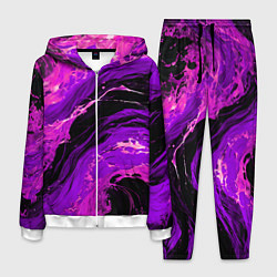Костюм мужской Фиолетовые брызги на чёрном фоне, цвет: 3D-белый