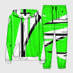 Костюм мужской Black and white vertical stripes on a green backgr, цвет: 3D-белый