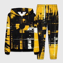 Костюм мужской Жёлто-белый гранж на чёрном фоне, цвет: 3D-черный