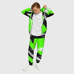 Костюм мужской Вертикальные чёрные линии на зелёно-белом фоне, цвет: 3D-меланж — фото 2