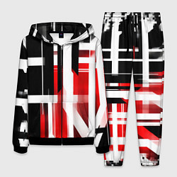 Костюм мужской Чёрно-красные вертикальные и горизонтальные полосы, цвет: 3D-черный