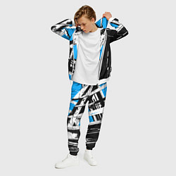 Костюм мужской Чёрно-белые абстрактные линии на синем фоне, цвет: 3D-белый — фото 2