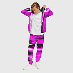 Костюм мужской Вертикальные чёрно-белые линии на розовом фоне, цвет: 3D-белый — фото 2