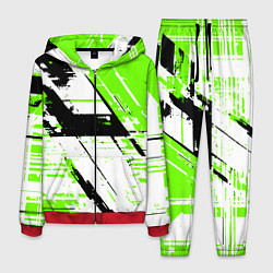 Костюм мужской Diagonal black and green stripes on a white backgr, цвет: 3D-красный