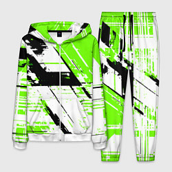 Костюм мужской Diagonal black and green stripes on a white backgr, цвет: 3D-белый