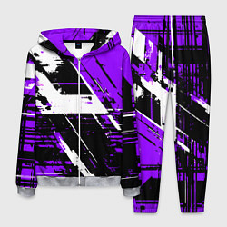 Костюм мужской Diagonal black and white stripes on a purple backg, цвет: 3D-меланж