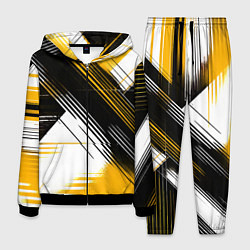 Костюм мужской Диагональные жёлто-чёрные линии на белом фоне, цвет: 3D-черный