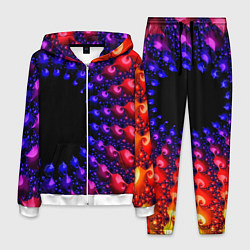 Костюм мужской Неоновая абстракция фрактал, цвет: 3D-белый