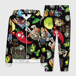 Костюм мужской Растения против зомби персонажи на черном, цвет: 3D-белый