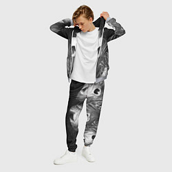 Костюм мужской Изогнутые белые перья павлина - чб иллюстрация, цвет: 3D-меланж — фото 2