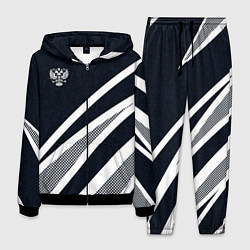 Костюм мужской Герб России тёмно-синий с белым, цвет: 3D-черный