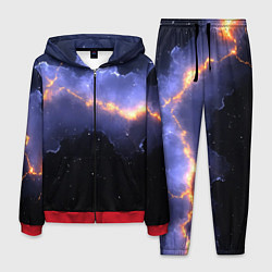 Костюм мужской Молния в фиолетовом небе текстура, цвет: 3D-красный