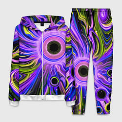 Костюм мужской Абстрактный неоновый космос - чёрная дыра, цвет: 3D-белый