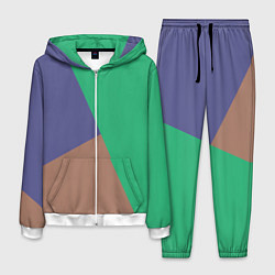 Костюм мужской Триада зелёный фиолетовый и коричневый геометричны, цвет: 3D-белый