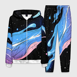 Костюм мужской Синяя волна на черном - текстура, цвет: 3D-белый