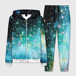 Костюм мужской Бирюзовые блестки фон, цвет: 3D-белый