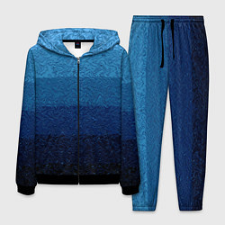 Костюм мужской Сине-голубой градиент полосами с узором, цвет: 3D-черный
