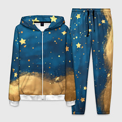 Костюм мужской Золотые звезды на синем фоне текстура, цвет: 3D-белый